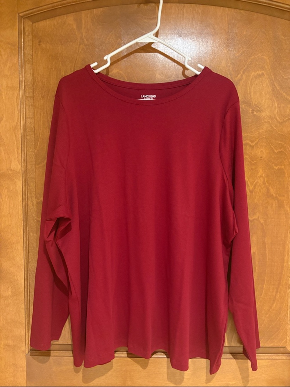 Lands' End Women's Long Sleeve Supima Crewneck Top - Burgundy Red